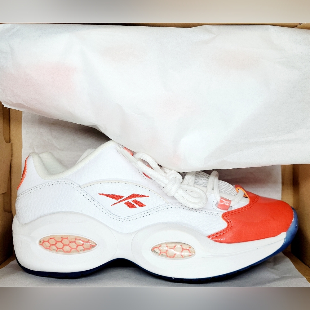 Reebok Question Low Retro Iverson's Orange Toe Sz 7 Gs= Sz 8.5 Women NIB